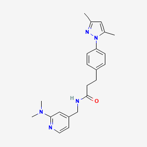 3-(4-(3,5-dimethyl-1H-pyrazol-1-yl)phenyl)-N-((2-(dimethylamino)pyridin-4-yl)methyl)propanamide