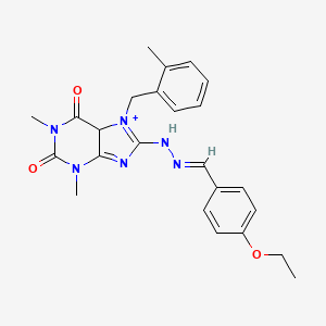 molecular formula C24H26N6O3 B2824982 8-[(E)-2-[(4-ethoxyphenyl)methylidene]hydrazin-1-yl]-1,3-dimethyl-7-[(2-methylphenyl)methyl]-2,3,6,7-tetrahydro-1H-purine-2,6-dione CAS No. 1799268-52-2