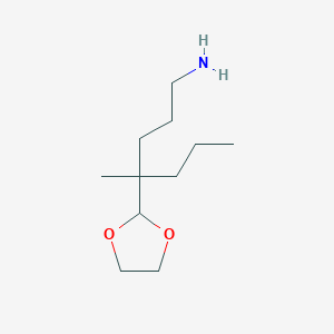 molecular formula C11H23NO2 B2824984 4-(1,3-Dioxolan-2-yl)-4-methylheptan-1-amine CAS No. 1354963-75-9