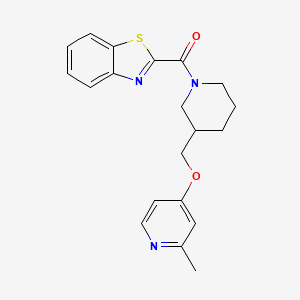 molecular formula C20H21N3O2S B2824987 1,3-Benzothiazol-2-yl-[3-[(2-methylpyridin-4-yl)oxymethyl]piperidin-1-yl]methanone CAS No. 2380040-77-5