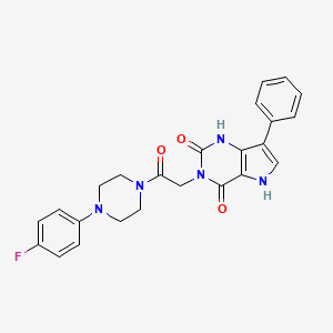 molecular formula C24H22FN5O3 B2825004 3-(2-(4-(4-fluorophenyl)piperazin-1-yl)-2-oxoethyl)-7-phenyl-1H-pyrrolo[3,2-d]pyrimidine-2,4(3H,5H)-dione CAS No. 1115514-55-0