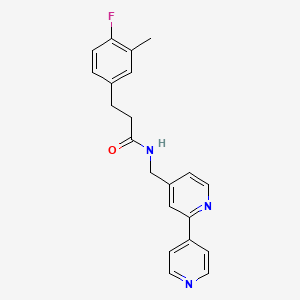 molecular formula C21H20FN3O B2825005 N-([2,4'-联吡啶]-4-基甲基)-3-(4-氟-3-甲基苯基)丙酰胺 CAS No. 2034578-84-0