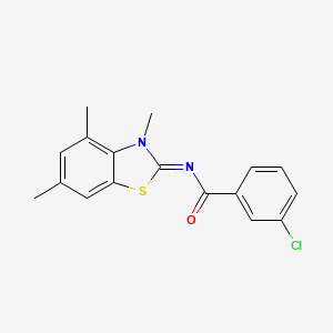 molecular formula C17H15ClN2OS B2825007 (E)-3-chloro-N-(3,4,6-trimethylbenzo[d]thiazol-2(3H)-ylidene)benzamide CAS No. 681156-60-5