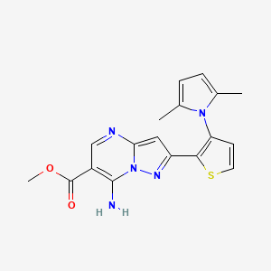 molecular formula C18H17N5O2S B2825011 甲基 7-氨基-2-(3-(2,5-二甲基-1H-吡咯-1-基)-2-噻吩基)吡唑并[1,5-a]嘧啶-6-羧酸酯 CAS No. 691872-98-7