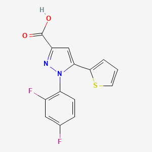 molecular formula C14H8F2N2O2S B2825022 1-(2,4-difluorophenyl)-5-(thiophen-2-yl)-1H-pyrazole-3-carboxylic acid CAS No. 1013980-01-2