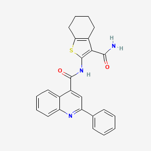 molecular formula C25H21N3O2S B2825027 N-(3-carbamoyl-4,5,6,7-tetrahydro-1-benzothiophen-2-yl)-2-phenylquinoline-4-carboxamide CAS No. 306280-72-8