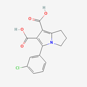 molecular formula C15H12ClNO4 B2825030 5-(3-chlorophenyl)-2,3-dihydro-1H-pyrrolizine-6,7-dicarboxylic acid CAS No. 303145-40-6