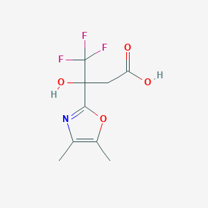 molecular formula C9H10F3NO4 B2825031 3-(4,5-Dimethyl-1,3-oxazol-2-yl)-4,4,4-trifluoro-3-hydroxybutanoic acid CAS No. 2243513-68-8