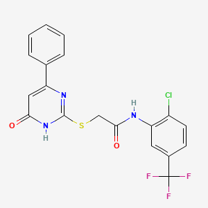 molecular formula C19H13ClF3N3O2S B2825033 N-[2-chloro-5-(trifluoromethyl)phenyl]-2-[(4-hydroxy-6-phenylpyrimidin-2-yl)sulfanyl]acetamide CAS No. 602290-56-2