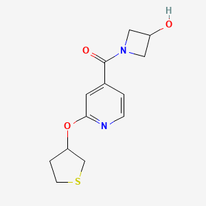 molecular formula C13H16N2O3S B2825038 (3-Hydroxyazetidin-1-yl)(2-((tetrahydrothiophen-3-yl)oxy)pyridin-4-yl)methanone CAS No. 1903410-36-5