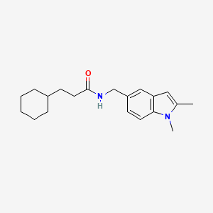molecular formula C20H28N2O B2825040 3-cyclohexyl-N-[(1,2-dimethylindol-5-yl)methyl]propanamide CAS No. 852137-07-6
