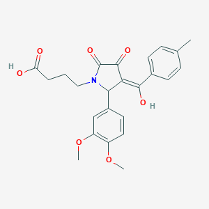 molecular formula C24H25NO7 B282505 4-[2-(3,4-dimethoxyphenyl)-4-hydroxy-3-(4-methylbenzoyl)-5-oxo-2,5-dihydro-1H-pyrrol-1-yl]butanoic acid 