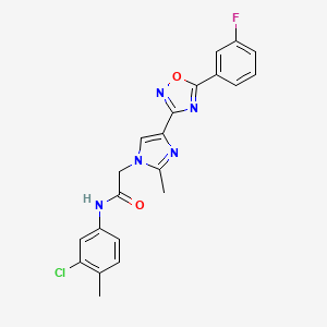 molecular formula C21H17ClFN5O2 B2825051 N-(3-chloro-4-methylphenyl)-2-{4-[5-(3-fluorophenyl)-1,2,4-oxadiazol-3-yl]-2-methyl-1H-imidazol-1-yl}acetamide CAS No. 1251693-39-6