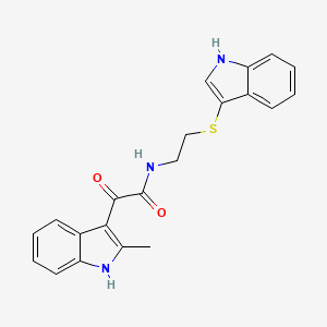 molecular formula C21H19N3O2S B2825054 N-[2-(1H-吲哚-3-基硫代)乙基]-2-(2-甲基-1H-吲哚-3-基)-2-氧代乙酰胺 CAS No. 852372-20-4