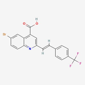 molecular formula C19H11BrF3NO2 B2825056 6-Bromo-2-{2-[4-(trifluoromethyl)phenyl]ethenyl}quinoline-4-carboxylic acid CAS No. 926216-76-4