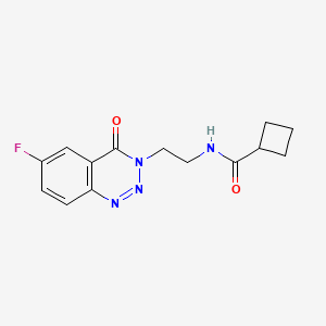 molecular formula C14H15FN4O2 B2825057 N-(2-(6-氟-4-氧代苯并[d][1,2,3]三唑-3(4H)-基乙基)环丁基甲酰胺 CAS No. 1904371-60-3