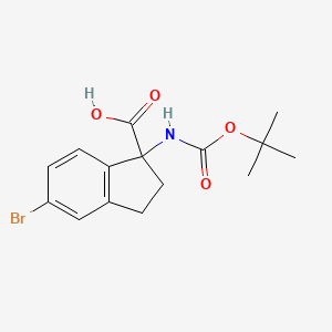 molecular formula C15H18BrNO4 B2825065 1-Boc-amino-5-bromo-2,3-dihydro-1H-indene-1-carboxylic acid CAS No. 2386325-11-5