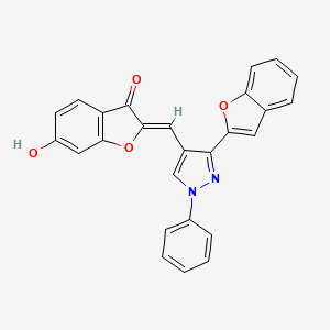 molecular formula C26H16N2O4 B2825067 (2Z)-2-[[3-(1-benzofuran-2-yl)-1-phenylpyrazol-4-yl]methylidene]-6-hydroxy-1-benzofuran-3-one CAS No. 955976-06-4