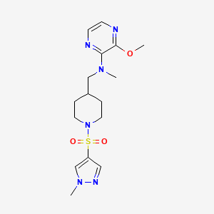 molecular formula C16H24N6O3S B2825071 3-Methoxy-N-methyl-N-[[1-(1-methylpyrazol-4-yl)sulfonylpiperidin-4-yl]methyl]pyrazin-2-amine CAS No. 2380142-45-8