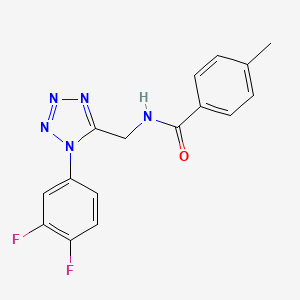 molecular formula C16H13F2N5O B2825072 N-((1-(3,4-difluorophenyl)-1H-tetrazol-5-yl)methyl)-4-methylbenzamide CAS No. 1005292-67-0