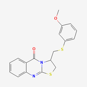molecular formula C18H16N2O2S2 B2825075 3-{[(3-methoxyphenyl)sulfanyl]methyl}-2,3-dihydro-5H-[1,3]thiazolo[2,3-b]quinazolin-5-one CAS No. 477860-25-6