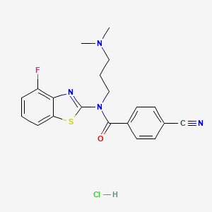 molecular formula C20H20ClFN4OS B2825076 4-cyano-N-(3-(dimethylamino)propyl)-N-(4-fluorobenzo[d]thiazol-2-yl)benzamide hydrochloride CAS No. 1215346-65-8