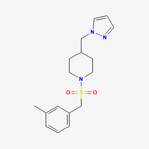 molecular formula C17H23N3O2S B2825084 4-((1H-pyrazol-1-yl)methyl)-1-((3-methylbenzyl)sulfonyl)piperidine CAS No. 1396805-66-5