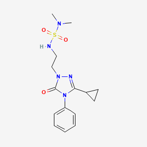 molecular formula C15H21N5O3S B2825086 3-Cyclopropyl-1-[2-(dimethylsulfamoylamino)ethyl]-5-oxo-4-phenyl-1,2,4-triazole CAS No. 1396854-06-0