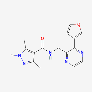 molecular formula C16H17N5O2 B2825088 N-((3-(呋喃-3-基)吡嘧啶-2-基)甲基)-1,3,5-三甲基-1H-吡唑-4-甲酰胺 CAS No. 2034501-05-6