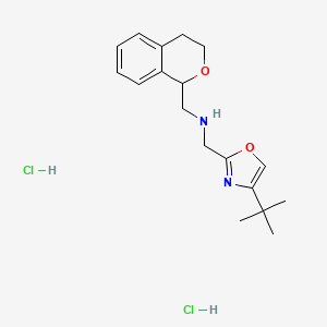 molecular formula C18H26Cl2N2O2 B2825096 N-[(4-叔丁基-1,3-噁唑-2-基)甲基]-1-(3,4-二氢-1H-异色苯并-1-基)甲胺;二盐酸盐 CAS No. 2490412-98-9