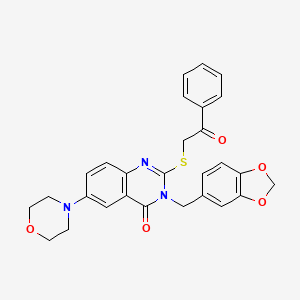 3-(1,3-Benzodioxol-5-ylmethyl)-6-morpholin-4-yl-2-phenacylsulfanylquinazolin-4-one