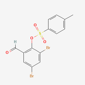 molecular formula C14H10Br2O4S B2825100 2,4-二溴-6-甲酰基苯基-4-甲基苯磺酸酯 CAS No. 856438-61-4