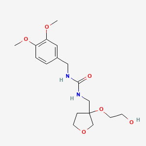 molecular formula C17H26N2O6 B2825111 1-(3,4-Dimethoxybenzyl)-3-((3-(2-hydroxyethoxy)tetrahydrofuran-3-yl)methyl)urea CAS No. 2309750-15-8