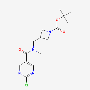 molecular formula C15H21ClN4O3 B2825112 叔丁基 3-[[(2-氯吡咯啶-5-羰基)-甲基氨基]甲基]氮杂环丁烷-1-羧酸酯 CAS No. 2402830-39-9