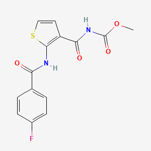 molecular formula C14H11FN2O4S B2825117 Methyl (2-(4-fluorobenzamido)thiophene-3-carbonyl)carbamate CAS No. 864941-23-1