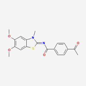 molecular formula C19H18N2O4S B2825119 (Z)-4-acetyl-N-(5,6-dimethoxy-3-methylbenzo[d]thiazol-2(3H)-ylidene)benzamide CAS No. 895454-92-9