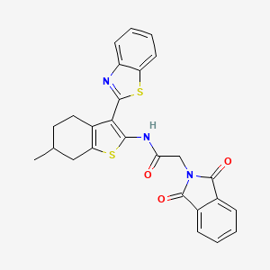 molecular formula C26H21N3O3S2 B2825120 N-(3-(benzo[d]thiazol-2-yl)-6-methyl-4,5,6,7-tetrahydrobenzo[b]thiophen-2-yl)-2-(1,3-dioxoisoindolin-2-yl)acetamide CAS No. 477544-60-8