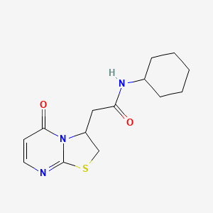 molecular formula C14H19N3O2S B2825122 N-cyclohexyl-2-(5-oxo-3,5-dihydro-2H-thiazolo[3,2-a]pyrimidin-3-yl)acetamide CAS No. 953012-46-9