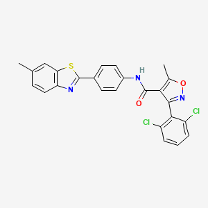 molecular formula C25H17Cl2N3O2S B2825127 3-(2,6-dichlorophenyl)-5-methyl-N-[4-(6-methyl-1,3-benzothiazol-2-yl)phenyl]-1,2-oxazole-4-carboxamide CAS No. 349614-16-0