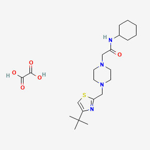 molecular formula C22H36N4O5S B2825133 2-(4-((4-(tert-butyl)thiazol-2-yl)methyl)piperazin-1-yl)-N-cyclohexylacetamide oxalate CAS No. 1351614-15-7