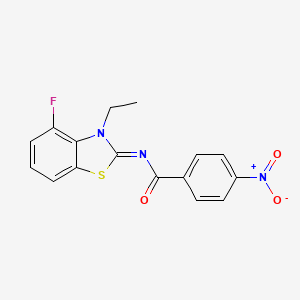molecular formula C16H12FN3O3S B2825135 N-(3-ethyl-4-fluoro-1,3-benzothiazol-2-ylidene)-4-nitrobenzamide CAS No. 868371-06-6