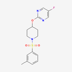 molecular formula C16H18FN3O3S B2825150 5-Fluoro-2-[1-(3-methylphenyl)sulfonylpiperidin-4-yl]oxypyrimidine CAS No. 2380172-00-7