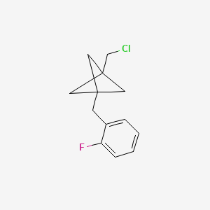 molecular formula C13H14ClF B2825154 1-(Chloromethyl)-3-[(2-fluorophenyl)methyl]bicyclo[1.1.1]pentane CAS No. 2287335-07-1