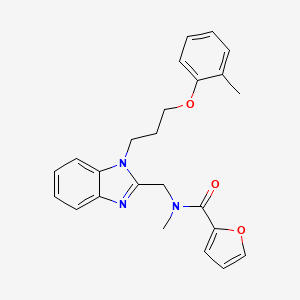 molecular formula C24H25N3O3 B2825156 2-furyl-N-methyl-N-({1-[3-(2-methylphenoxy)propyl]benzimidazol-2-yl}methyl)car boxamide CAS No. 919977-41-6