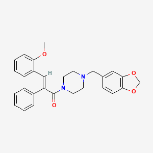 molecular formula C28H28N2O4 B2825157 (E)-1-[4-(1,3-benzodioxol-5-ylmethyl)piperazino]-3-(2-methoxyphenyl)-2-phenyl-2-propen-1-one CAS No. 478064-17-4