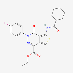 molecular formula C22H22FN3O4S B2825172 Ethyl 5-(cyclohexanecarbonylamino)-3-(4-fluorophenyl)-4-oxothieno[3,4-d]pyridazine-1-carboxylate CAS No. 851948-92-0