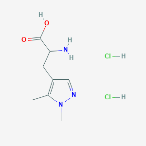 molecular formula C8H15Cl2N3O2 B2825174 2-氨基-3-(1,5-二甲基吡唑-4-基)丙酸；二盐酸盐 CAS No. 2309448-04-0