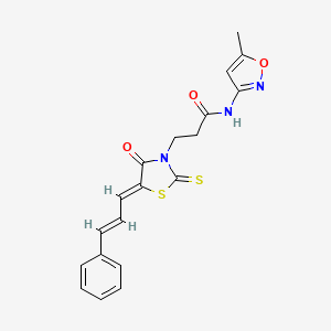 molecular formula C19H17N3O3S2 B2825175 N-(5-methylisoxazol-3-yl)-3-((Z)-4-oxo-5-((E)-3-phenylallylidene)-2-thioxothiazolidin-3-yl)propanamide CAS No. 432496-49-6