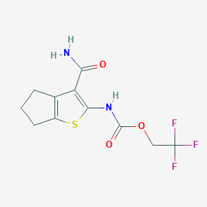 molecular formula C11H11F3N2O3S B2825177 NC(=O)c1c(NC(=O)OCC(F)(F)F)sc2CCCc12 CAS No. 2138206-28-5