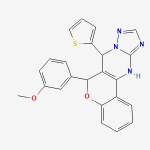 molecular formula C23H18N4O2S B2825180 6-(3-methoxyphenyl)-7-(thiophen-2-yl)-7,12-dihydro-6H-chromeno[4,3-d][1,2,4]triazolo[1,5-a]pyrimidine CAS No. 868147-41-5